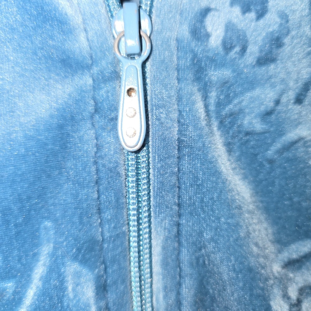 VTG 80s B Blast Teal/blue Velour Embossed Zip Up Jacket, Woman's Small - Picture 2 of 6